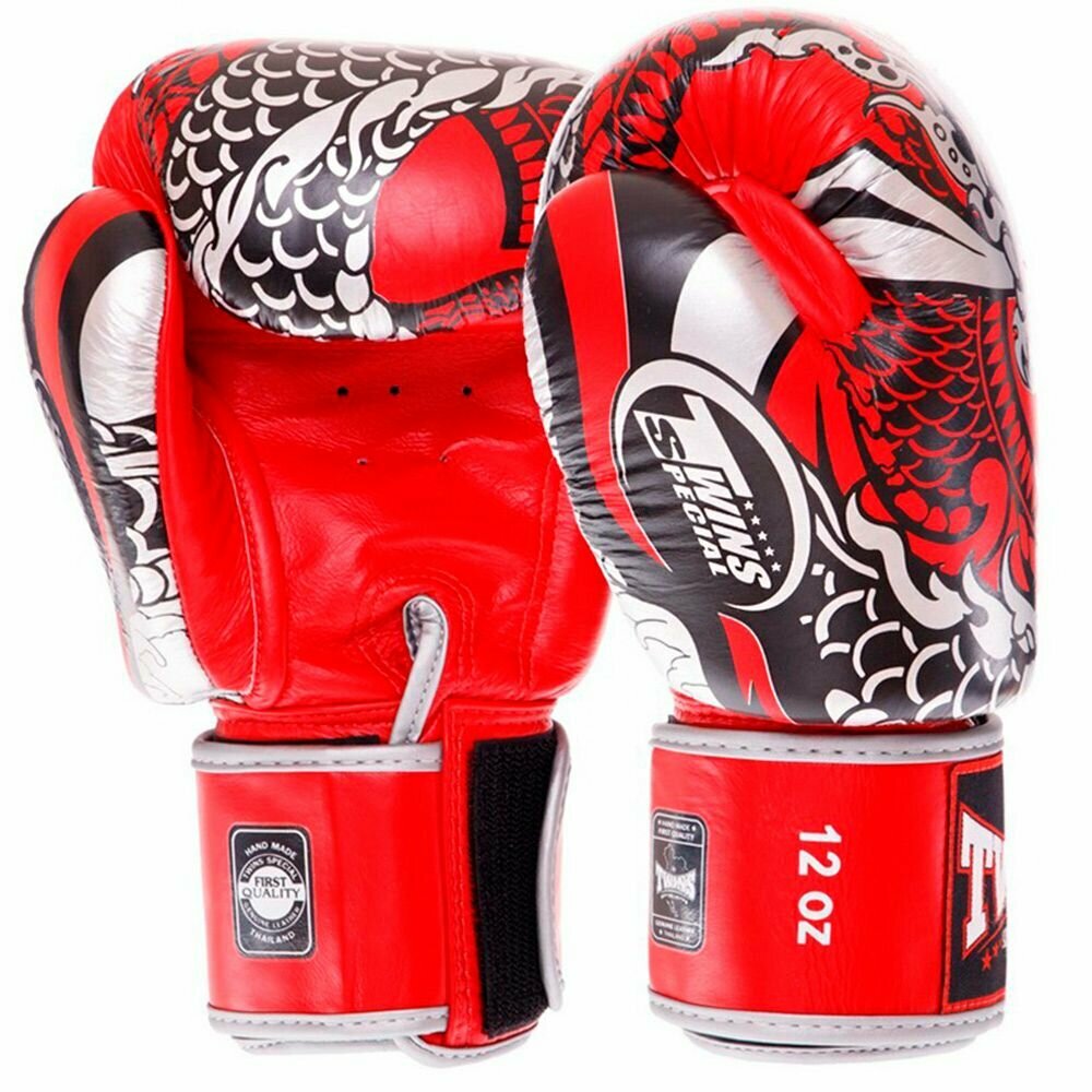 Боксерские перчатки Twins Special FBGV52 Dragon красный-серебристый 14 унций