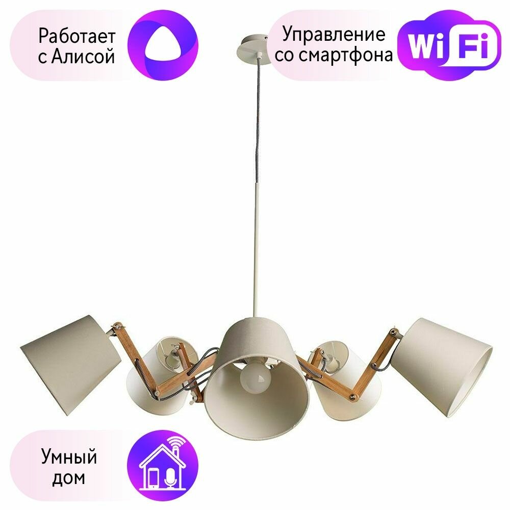 Подвесная люстра Arte Lamp Pinoccio с поддержкой Алиса A5700LM-5WH-A - фото №1
