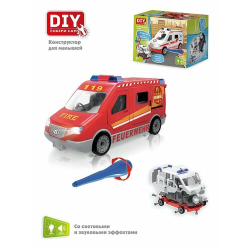 конструктор play smart пожарная машина свет и звук в коробке 1375 Конструктор Машина Пожарная (свет, звук) DIY Toy 1375