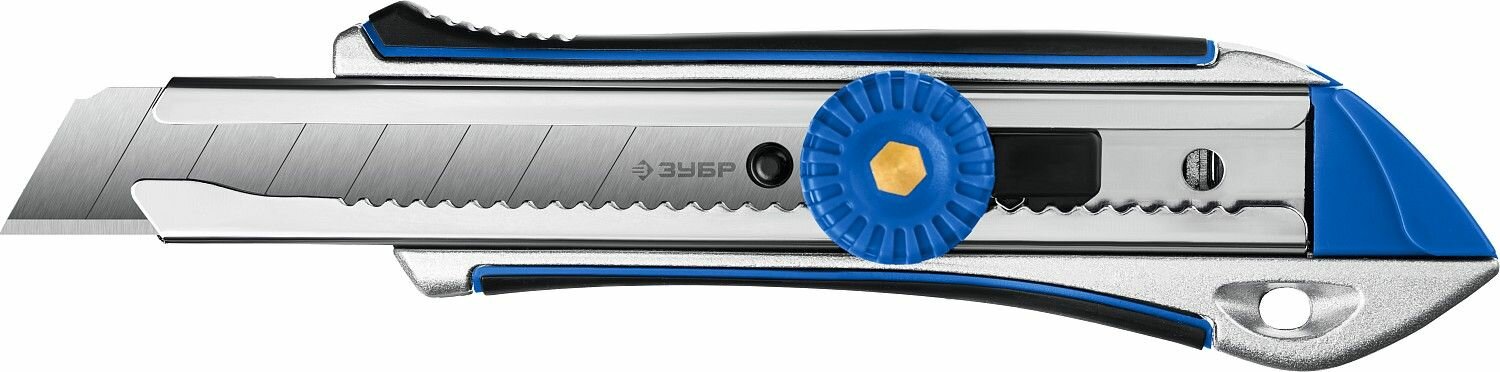 ЗУБР Титан-В 18 мм металлический обрезиненный нож с винтовым фиксатором Профессионал (09178)