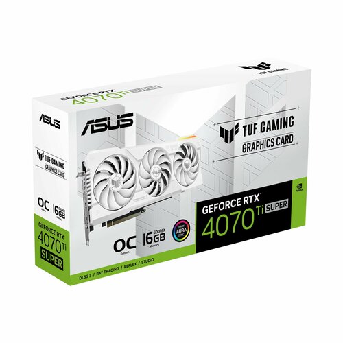 Видеокарта ASUS GeForce RTX 4070 Ti Super 16384Mb, TUF Gaming 16G White (TUF-RTX4070TIS-O16G-Gaming) 1xHDMI, 3xDP, Ret