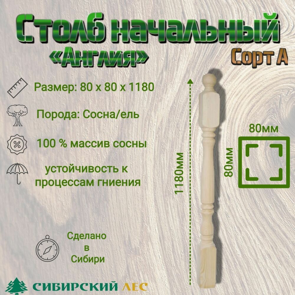 Столб начальный 80*80 *1180 