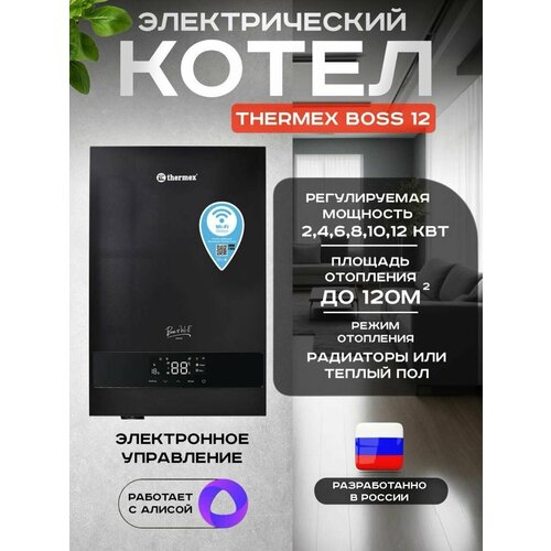 Котел электрический THERMEX Boss 12 Wi-Fi Черный дистанционное управление через Wi-FI 6 вариантов мощности 48100₽