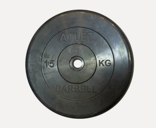 Изображение товара Диск обрезиненный, чёрного цвета, 31 мм, 15 кг Atlet