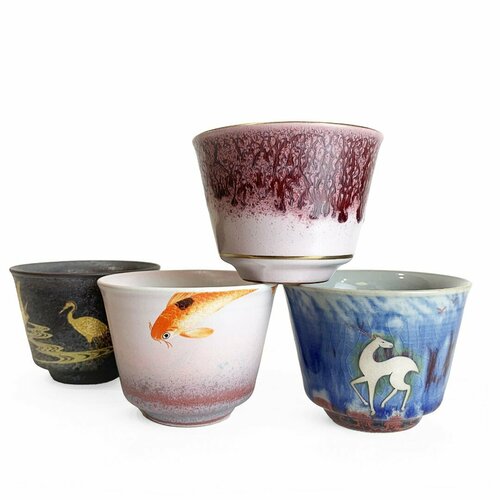 Набор пиал для чая - Вкус к жизни, 4 шт. по 100 мл, Китай