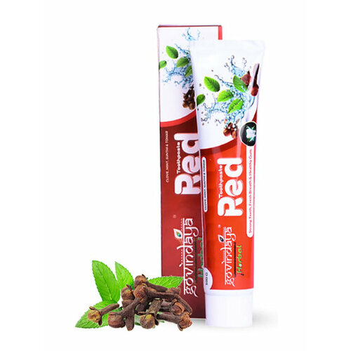 Индийская зубная паста Ред Говиндая (Red toothpaste Govindaya) Против кровоточивости десен 100 г