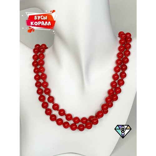 фото Бусы, коралл прессованный, длина 110 см, коралл нет бренда
