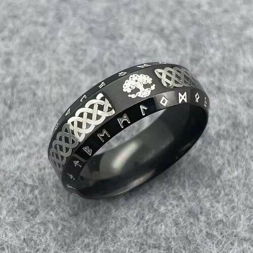 Кольцо, размер 17.1, ширина 8 мм, черный