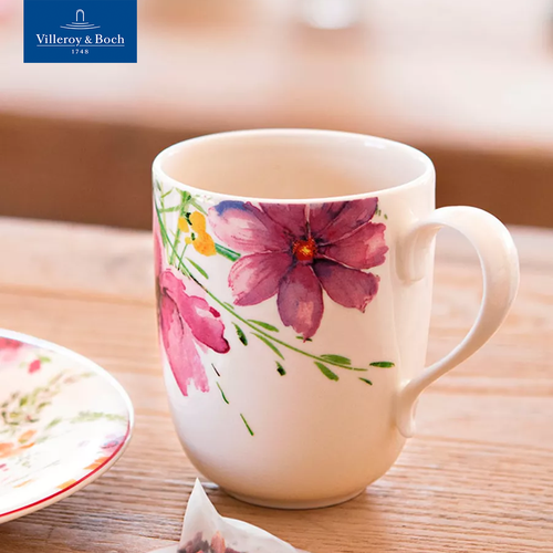 Villeroy & Boch Кружка для чая и кофе 430 мл, Mariefleur Tea, Премиум-Фарфор розовый, белый