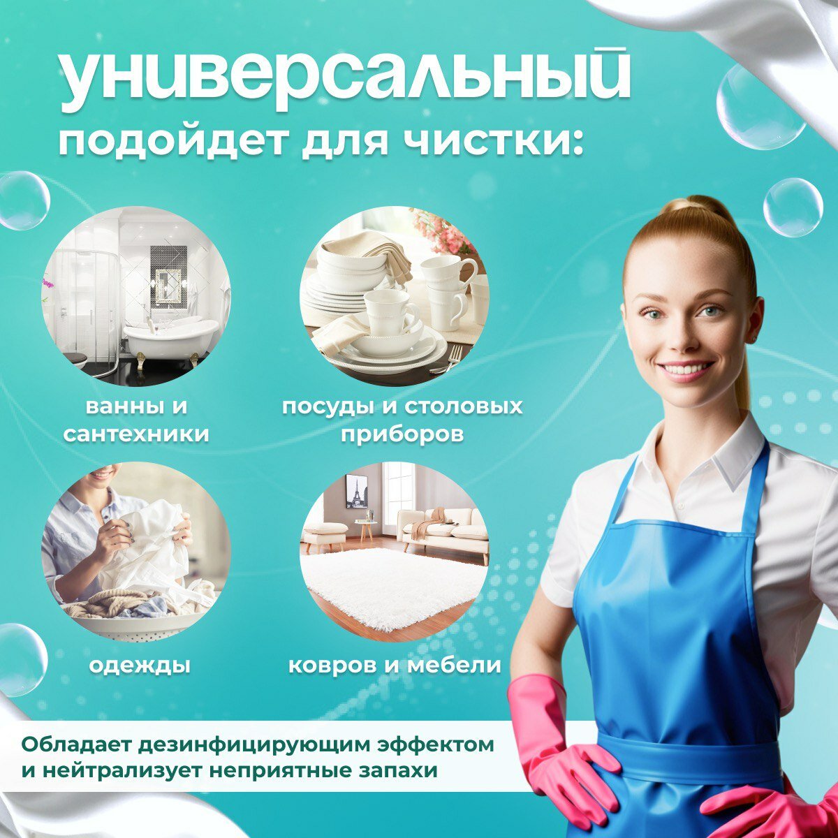 Кислородный отбеливатель пятновыводитель BUBBLE FLIP 1 кг, усилитель стирки для цветного и белого без хлора — фото 1