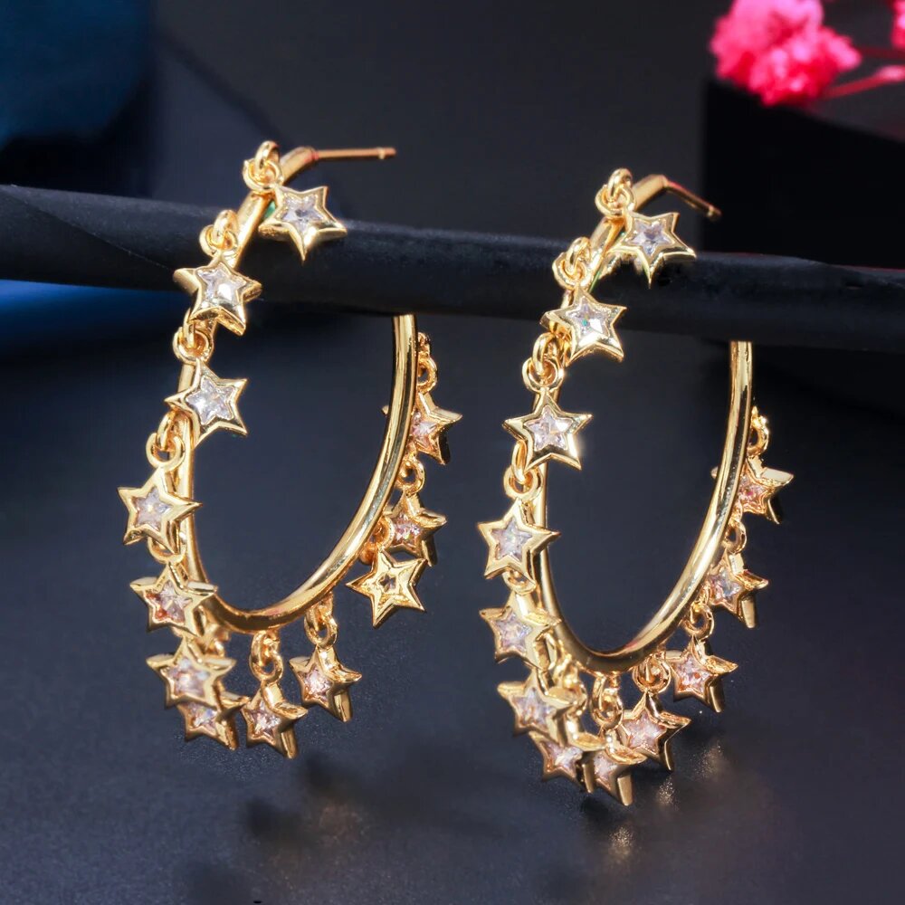 Серьги CWWzircons, white