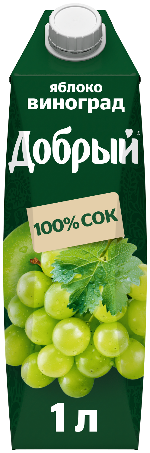 Сок Добрый Яблоко-Виноград, без сахара, 1 л — купить в интернет ...