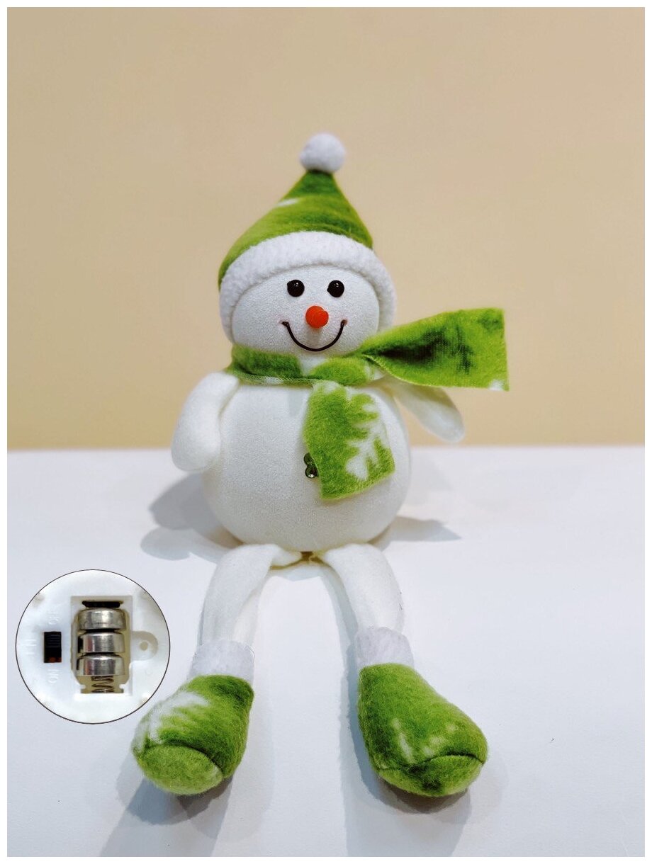 Рождественское украшение (Снеговик с LED 15 см. ) Зеленый