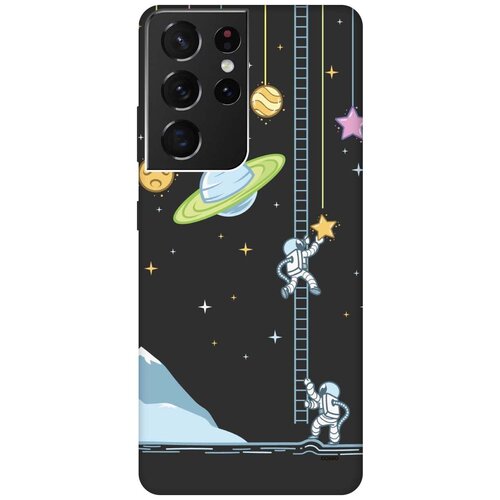 фото Силиконовая чехол-накладка silky touch для samsung galaxy s21 ultra с принтом "ladder into space" черная gosso