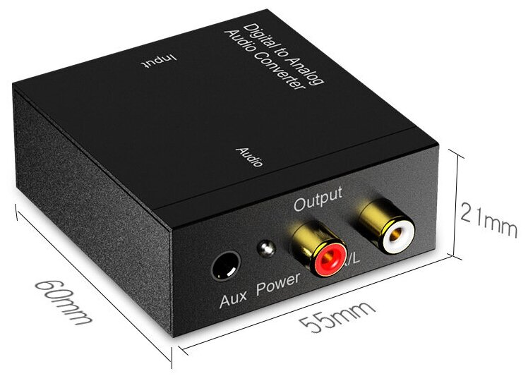 Переходник адаптер аудио конвертер ЦАП Digital to Analog Optical / TosLink / Coaxial - RCA AUX