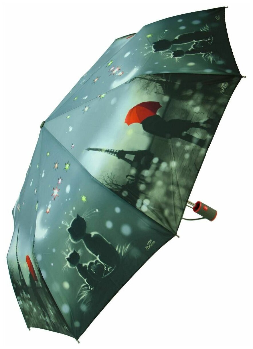 Женский складной зонт Popular Umbrella автомат 1298PG/темно-серый