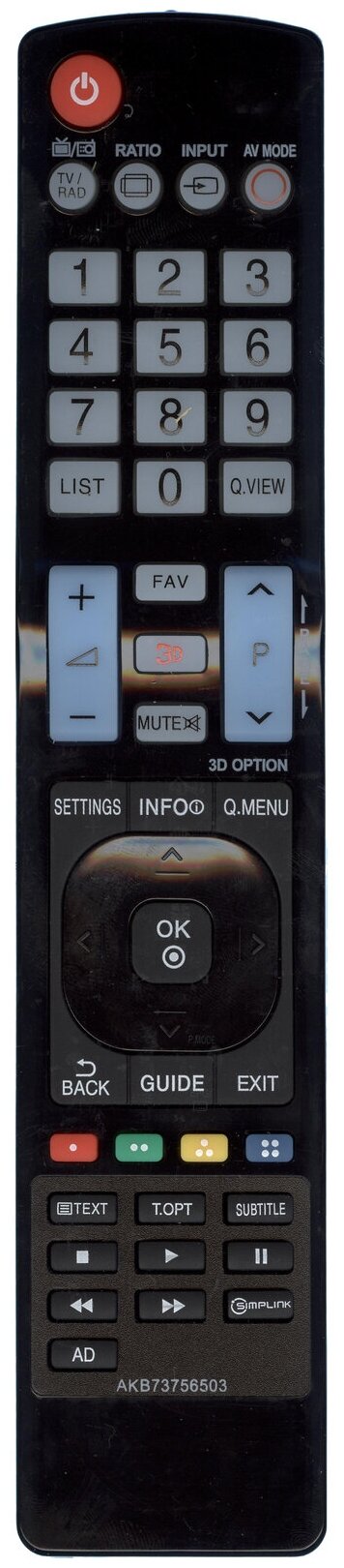 Пульт дистанционного управления LG AKB73756503 ic LCD 3d TV (HLG370) - фото №2