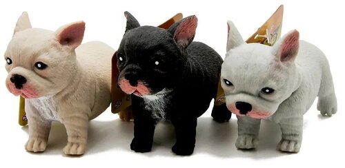 Животные-тянучки собаки Французские бульдоги 3шт , фигурки из термопластичная резины. Французские бульдог 9см. Набор 3шт .