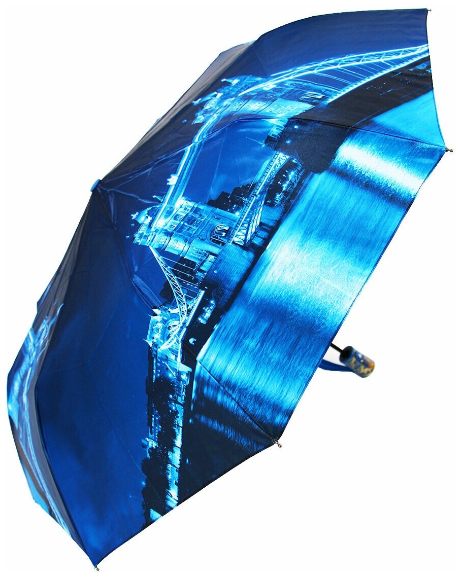Зонт женский полуавтомат, зонтик взрослый складной антиветер M8044, темно-синий