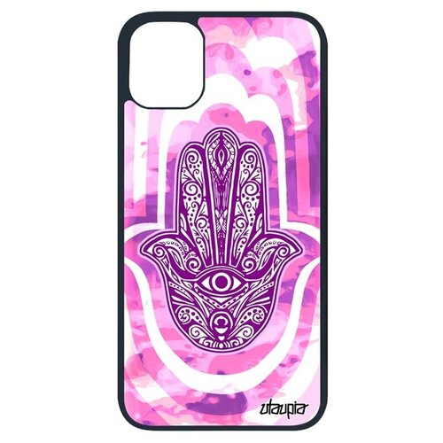 фото Ударопрочный чехол на смартфон // iphone 11 pro // "амулет хамса" стиль оберег, utaupia, розовый