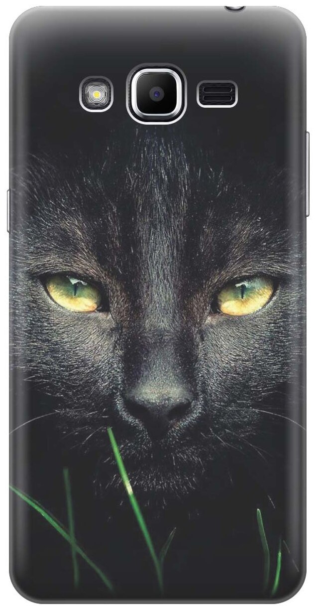 Силиконовый чехол на Samsung Galaxy J2 Prime, Самсунг Джей 2 Прайм с принтом "Кошка в темноте"