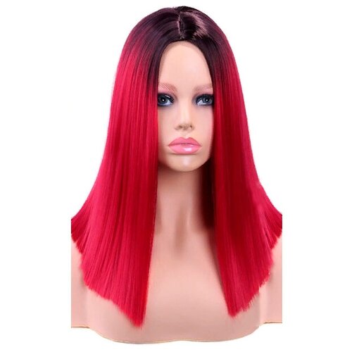 Парик удлиненное каре красный с эффектом омбре