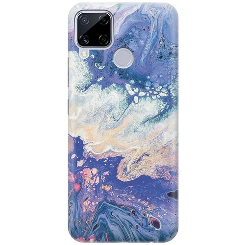 фото Ультратонкий силиконовый чехол-накладка для realme c15 с принтом "фиолетовый мрамор" gosso