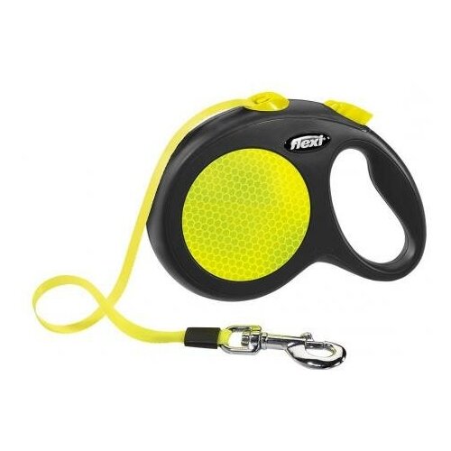 Рулетка Flexi Neon. Safety Plus (M, 25 кг, лента 5 м) alcott visibility поводок рулетка для животных антискользящая ручка лента м черный желтый неон
