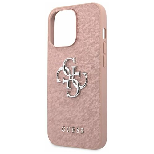 фото Guess для iphone 13 pro чехол pu saffiano 4g big metal logo hard pink