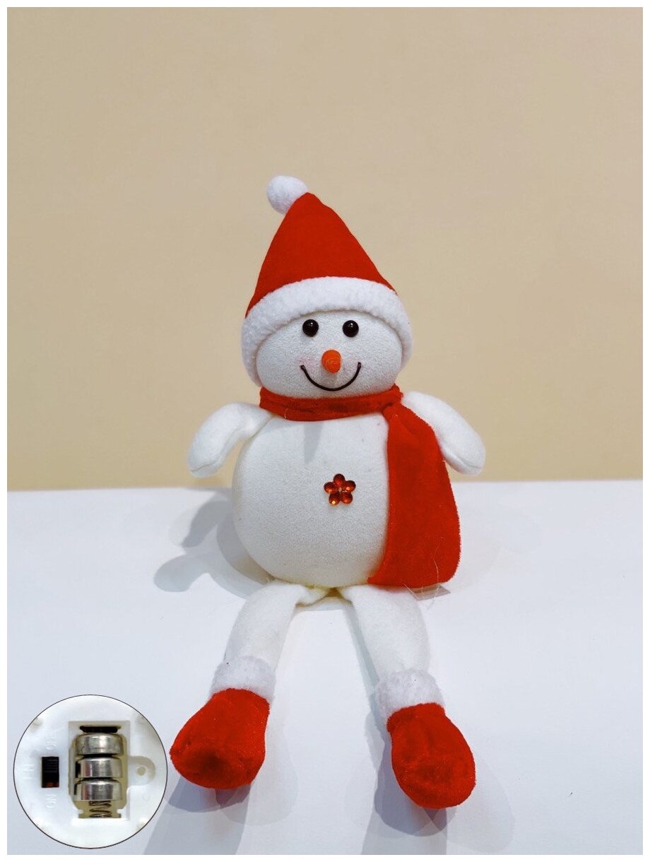 Рождественское украшение (Снеговик с LED 15 см. ) Красный