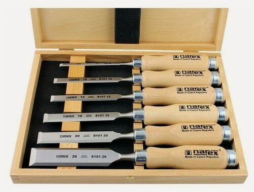 Изображение товара Набор из 6 плоских стамесок Wood Line Profi светлые Narex 853055