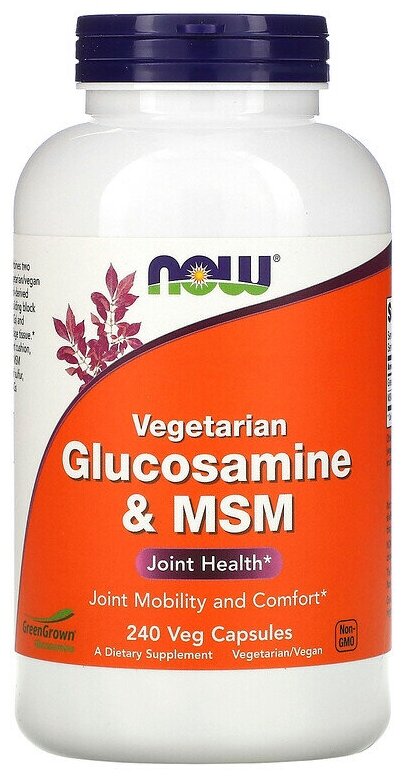Now Foods Vegeterian Glucosamine & MSM (Вегетарианские Глюкозамин и МСМ) 240 капсул