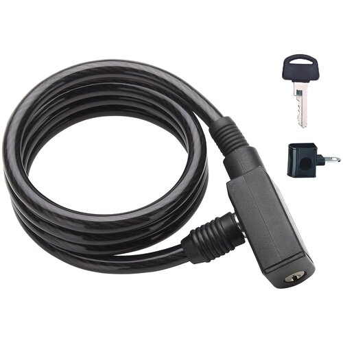 фото Замок велосипедный tonyon тросовый 6х1500мм с ключом и держателем tbs