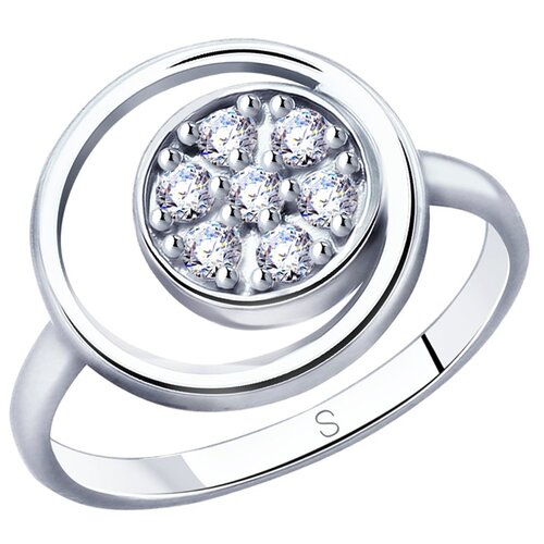 Кольцо SOKOLOV, серебро, 925 проба, родирование, фианит, размер 17.5 кольцо из серебра 925 пробы с фианитами r26998 w1 ko 001 wg вес 7 06 г