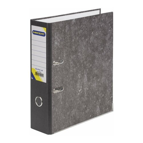 Папка-регистратор офисбург, комплект 5 шт., усиленный корешок, мраморное покрытие, 80 мм, с уголком, черная, 227528