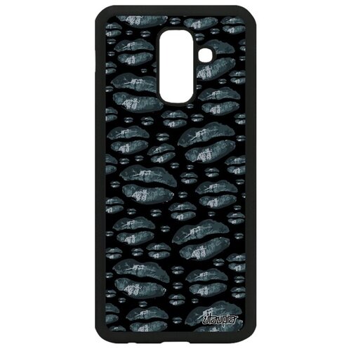 фото Противоударный чехол на телефон // galaxy a6 plus 2018 // "губы" незнакомка глянец, utaupia, серый