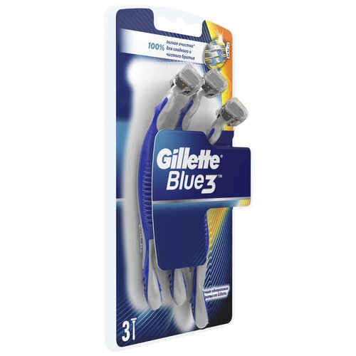 Многоразовый бритвенный станок Gillette Blue3 одноразовый, синий, 3 шт.