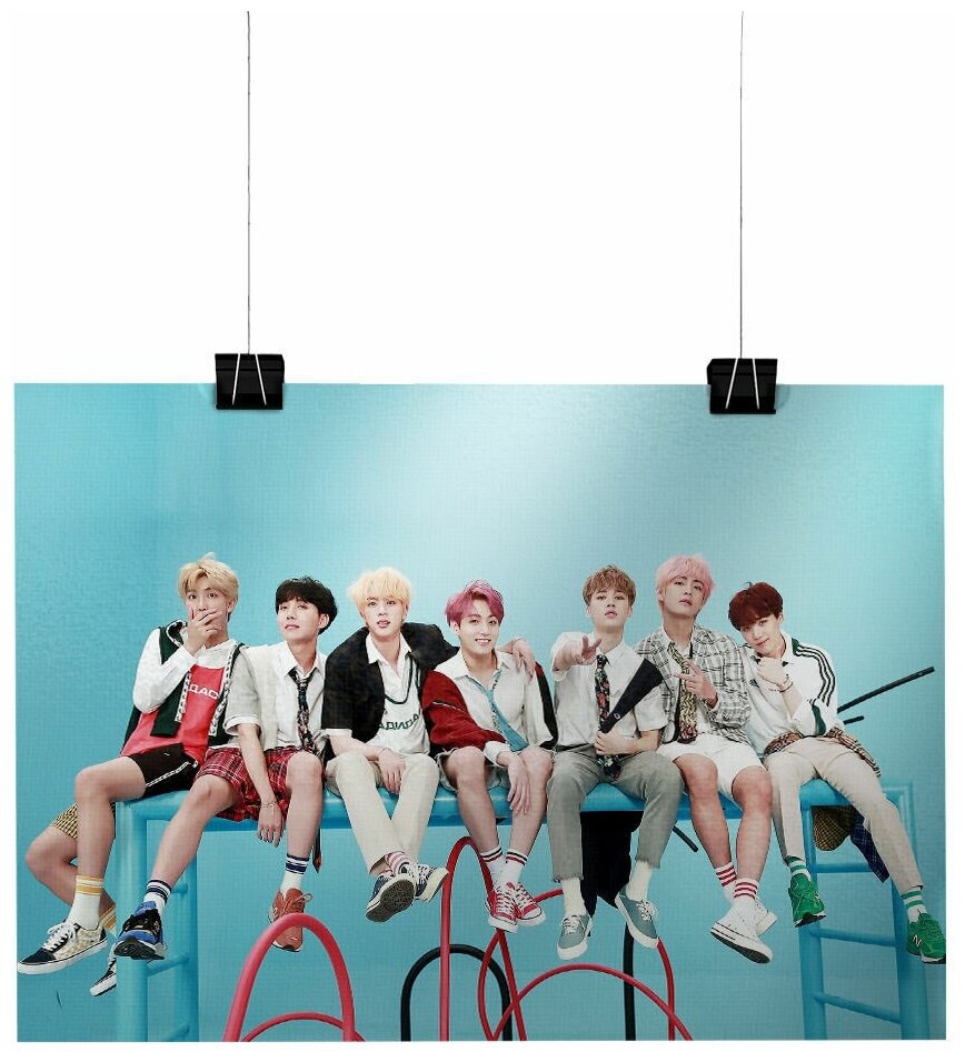 Плакат "BTS" / Формат А3 (30х42 см) / Постер интерьерный / Без рамы