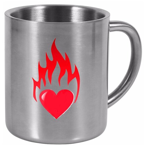 фото Металлическая кружка пламенное сердце drabs