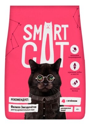 Smart Cat сухой корм Для взрослых кошек с ягненком , 0,4 кг