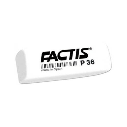 фото Factis резинка стирательная factis plastic p 20 (испания), 61х22х11 мм, мягкая, картонный держатель, cpfp20