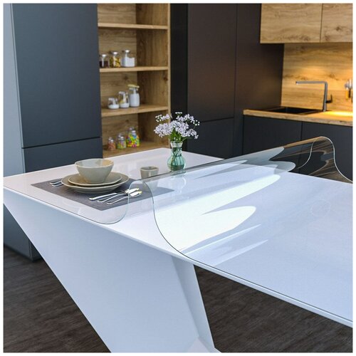 Силиконовая прозрачная скатерть 0,8 мм. (защитная пленка/мягкое/гибкое стекло) 160х60 см.
