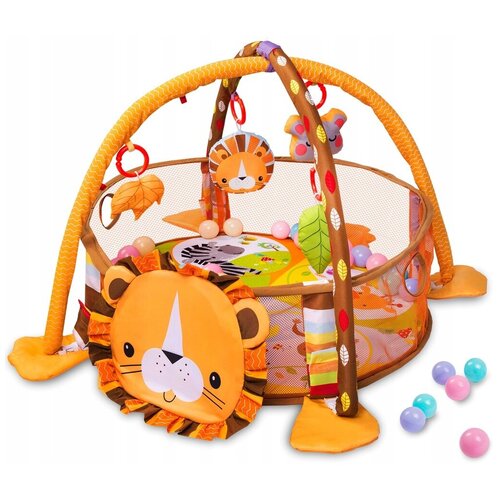 фото Развивающий игровой коврик, манеж и сухой бассейн львенок/ развивающий коврик для малышей планета радостей