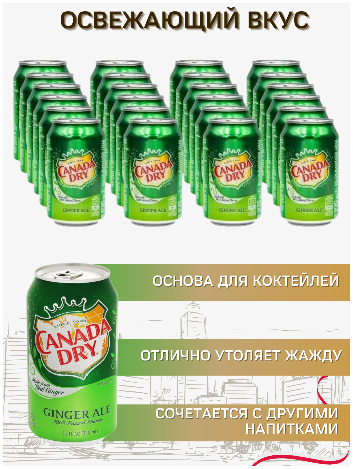 Canada Dry Ginger Ale 0.33л Упаковка 24 шт - фотография № 4