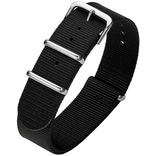 фото Ремешок для часов нато нейлон 20мм черный natoo