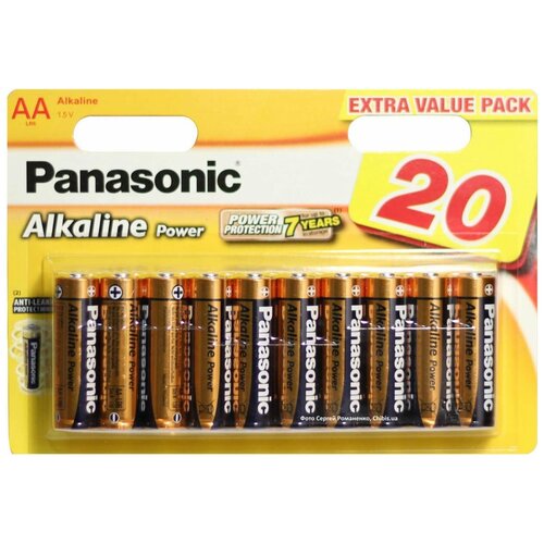 Батарейки Panasonic AA щелочные Alkiline power multi pack в блистере 20шт LR6REB/20BW