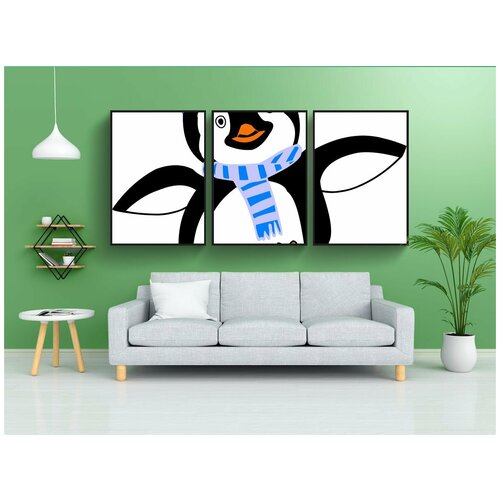 фото Набор модулных постеров для интерьера "пингвин, холодный, зима" 60x90 см. в тубусе, без рамки lotsprints