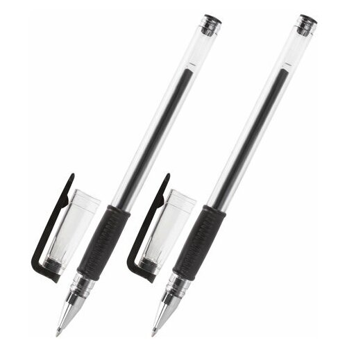 Ручки гелевые для ЕГЭ с грипом, черные, набор 2 шт, BRAUBERG, узел 0,7 мм, линия письма 0,4 мм, блистер, 142708 2 уп