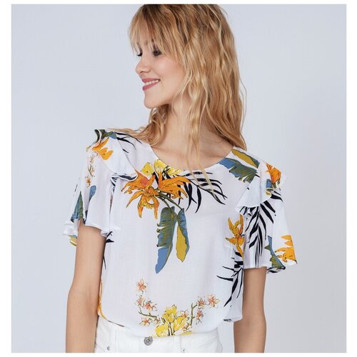фото Блузка из вискозы с воланами 9225115315 белый 44 zarina