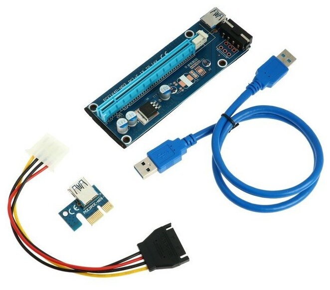 Переходник на видеокарту с USB 3,0 на PCI-Ex 1x-16x, 164P-NO3, 4PIN, для майнинга (7129584)